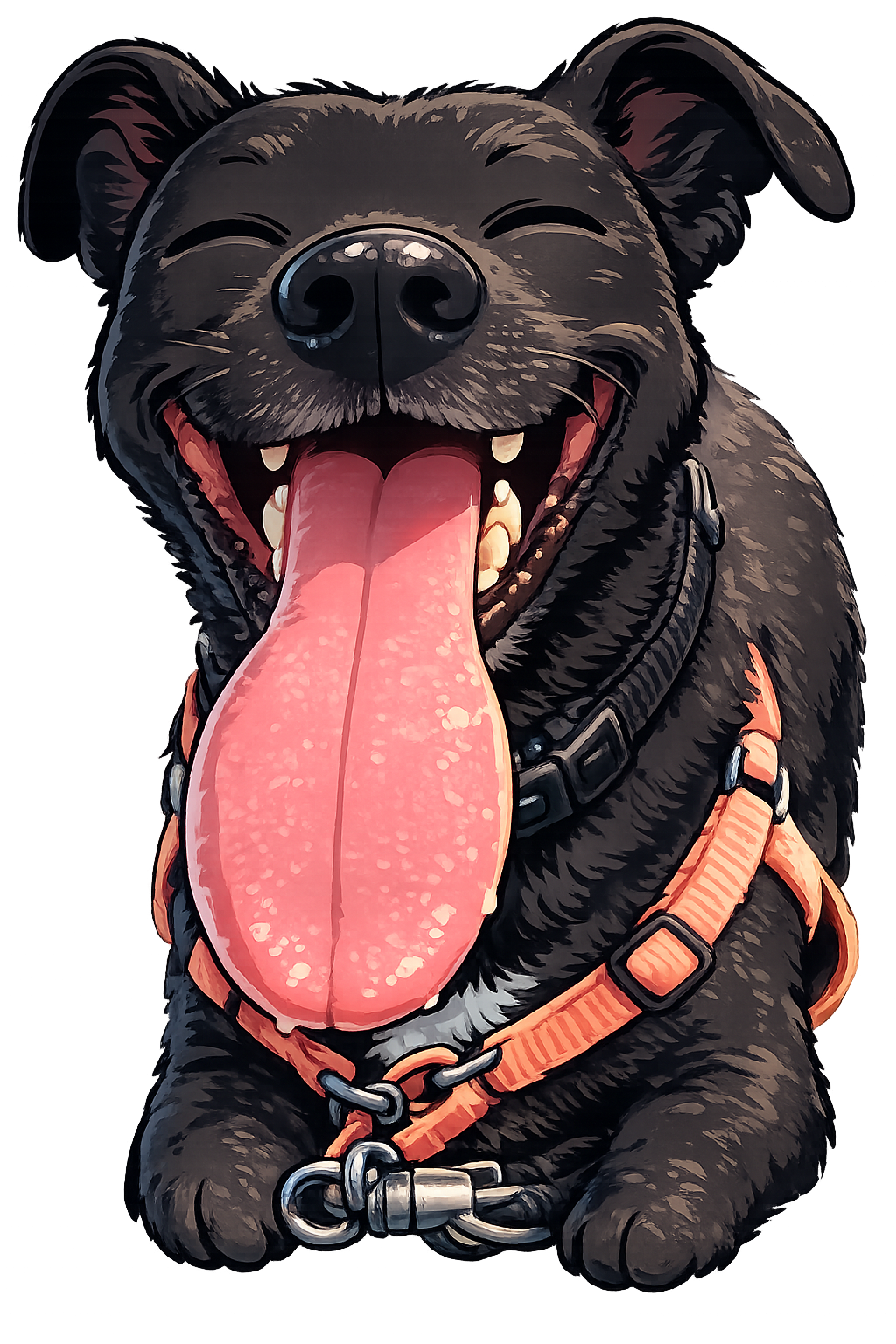 Desenho da bisteca com 2 metros de língua para fora em um dia de passeio no parque